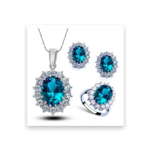 Crystal Jewelry Bridal Necklace Earrings Ring Jewelry Set